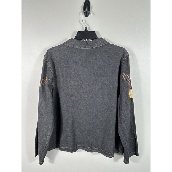 Vtg Alex Kim Jacket Womens 1X Black Floral Sequins Art To Wear Boho Read - Picture 2 of 16